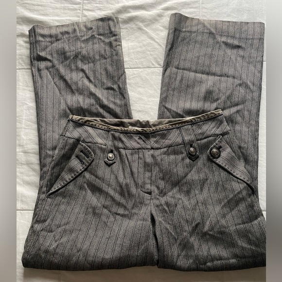 Vintage Mind Bridge Low Rise Herringbone Grey Trouser Flare Pants Medium 8 Clean - Picture 1 of 12